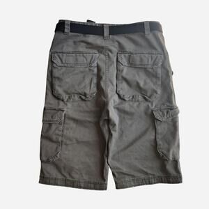 H&M khaki baggy cotton cargo shorts with a distressed look